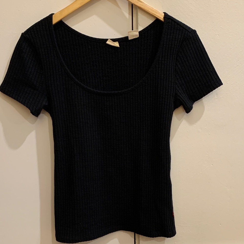 Levi's Black Ribbed Short Sleeve Top